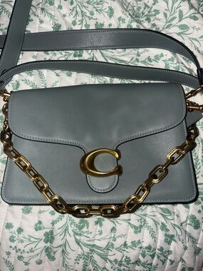 Coach Soft Leather Shoulder Bag in Slate Teal with Gold Hardware